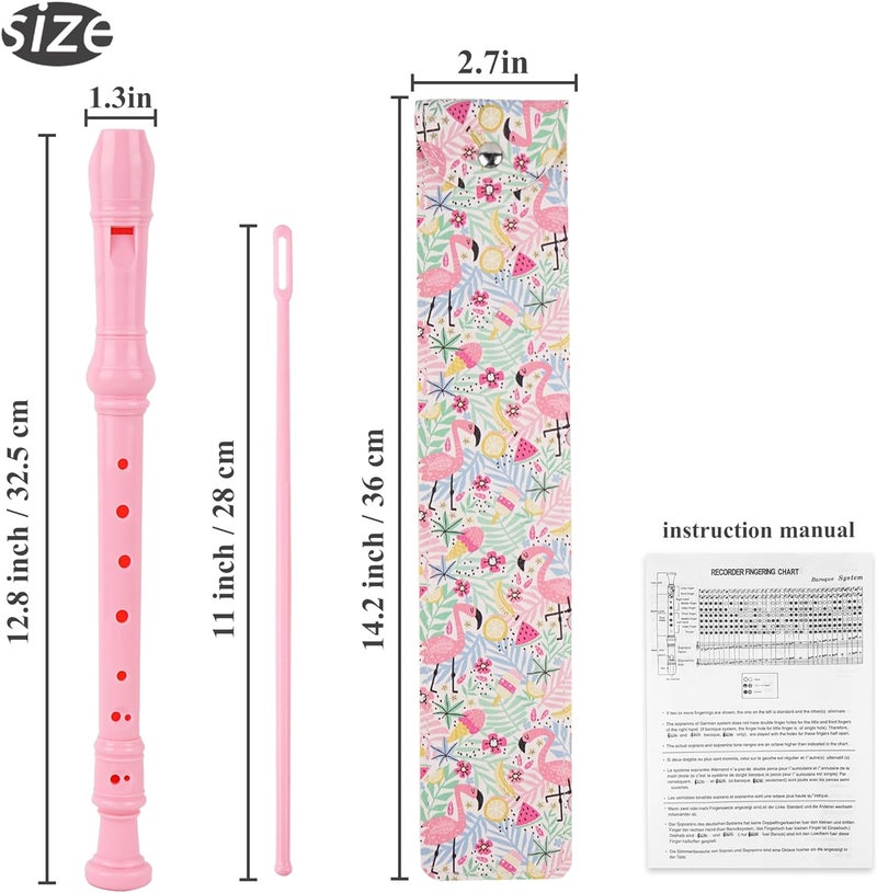 Haecsfl Recorder Instrument for Beginner Adults,8-Hole Soprano Descant Recorder Music Flute with with Cleaning Rod & Leather Case For Home Entertainment(2-Flamingo) - Image 3